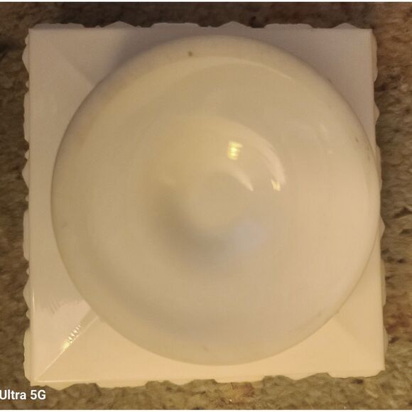 Old Quilt Pattern White Milk Glass Short‎ Pedestal Square & Lidded Candy Dish - Picture 4 of 6